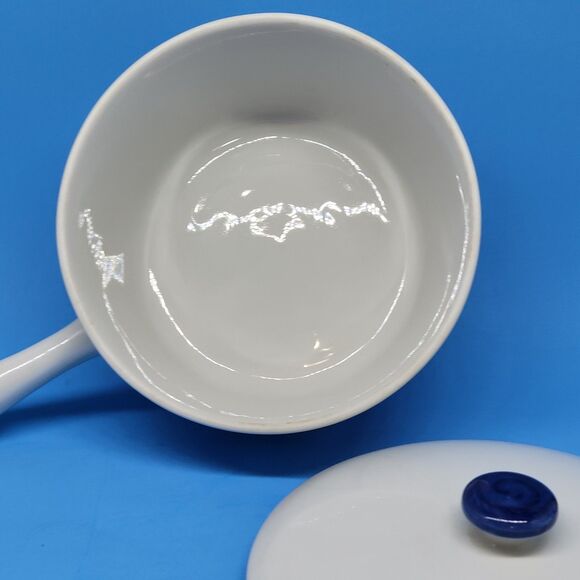 Lyngby Porcelain Dan-lld lldfast Denmark Blue Harlequin Flame 7" X 3 1/4" Pot - Picture 9 of 10